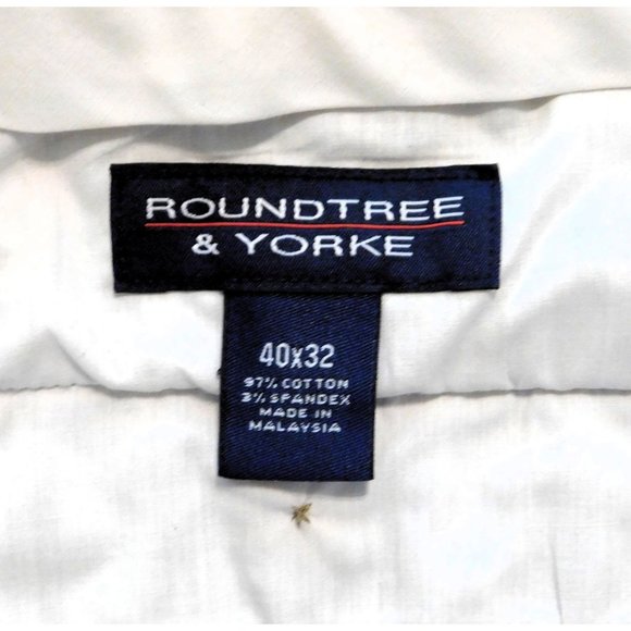 Roundtree & Yorke Chino Pants 41x32 Khaki Tan Flat Front Cotton Spandex - Picture 7 of 7
